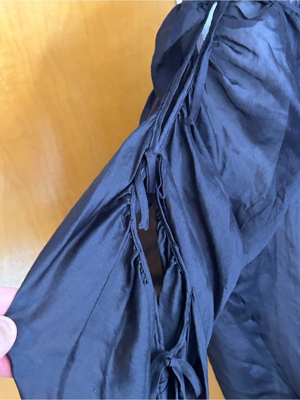 Marc Jacobs Sheer Black Peasant Blouse with Tie Neckline - Picture 2 of 7